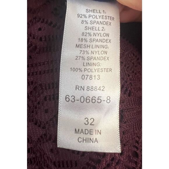 Swimsuits For All Wine Crochet Side Slit V-Neck Swim Dress Plus Size 32 Burgundy - Picture 12 of 13